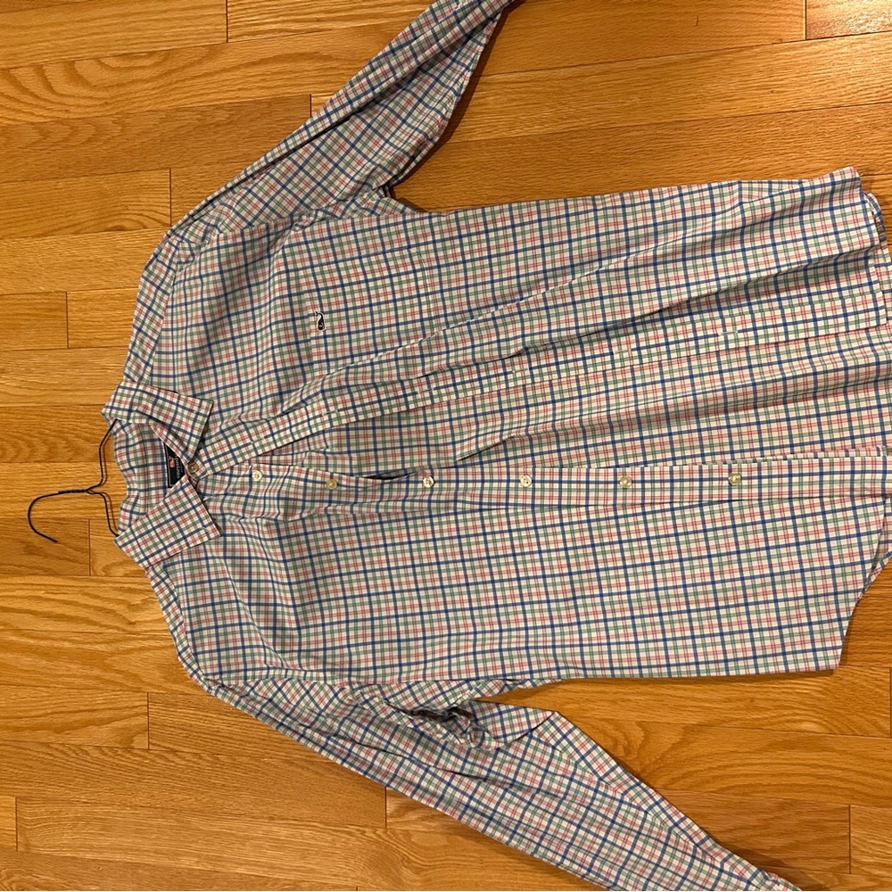 Vineyard Vines Blue and Pink Plaid Button Down Shirt